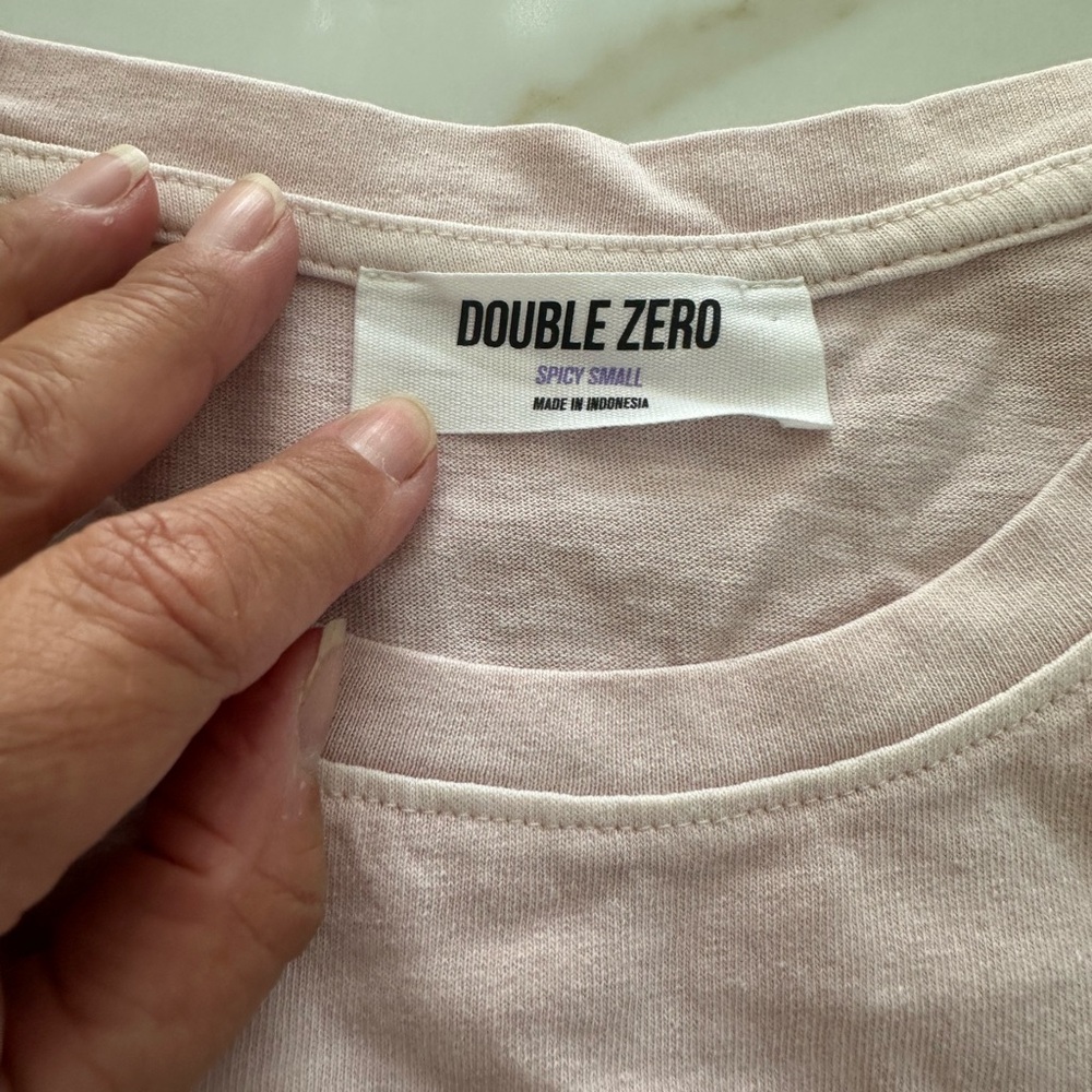 Double Zero Pink Boxy Crop T-Shirt Short Sleeve size M - Picture 8 of 8